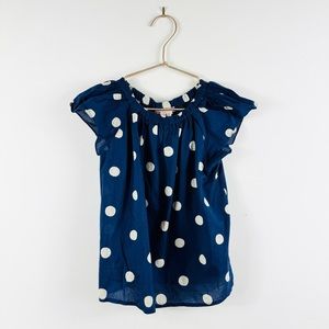 Bonpoint Little girls 100% cotton navy blue polka dot blouse